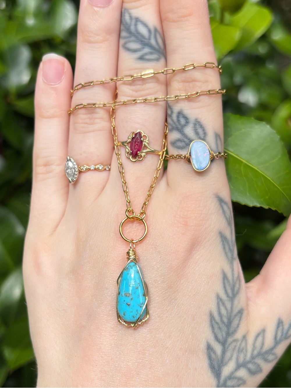 Turquoise charm necklace